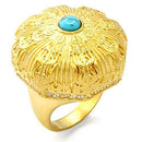 Gold Wedding Rings 70913 Gold Brass Ring with Synthetic in Sea Blue