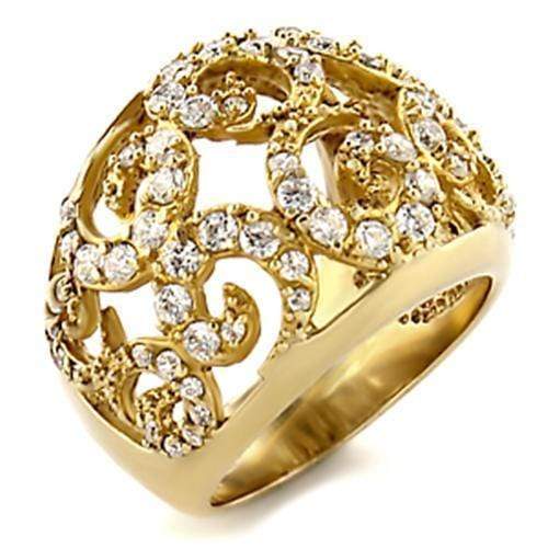 Gold Wedding Rings 9W070 Gold Brass Ring with AAA Grade CZ