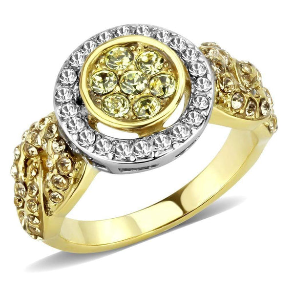 Gold Wedding Rings TK3704 Two-Tone Gold - Stainless Steel Ring with Crystal