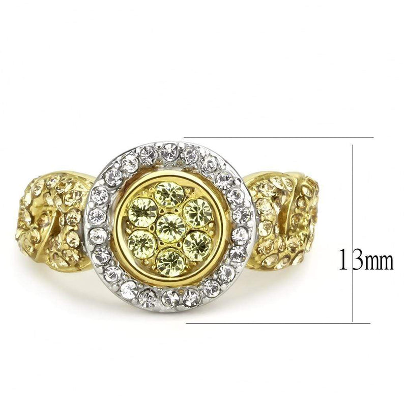 Gold Wedding Rings TK3704 Two-Tone Gold - Stainless Steel Ring with Crystal