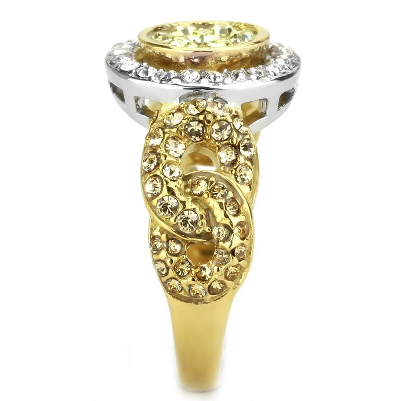 Gold Wedding Rings TK3704 Two-Tone Gold - Stainless Steel Ring with Crystal