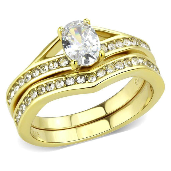 Gold Wedding Rings TK3706 Gold - Stainless Steel Ring with AAA Grade CZ