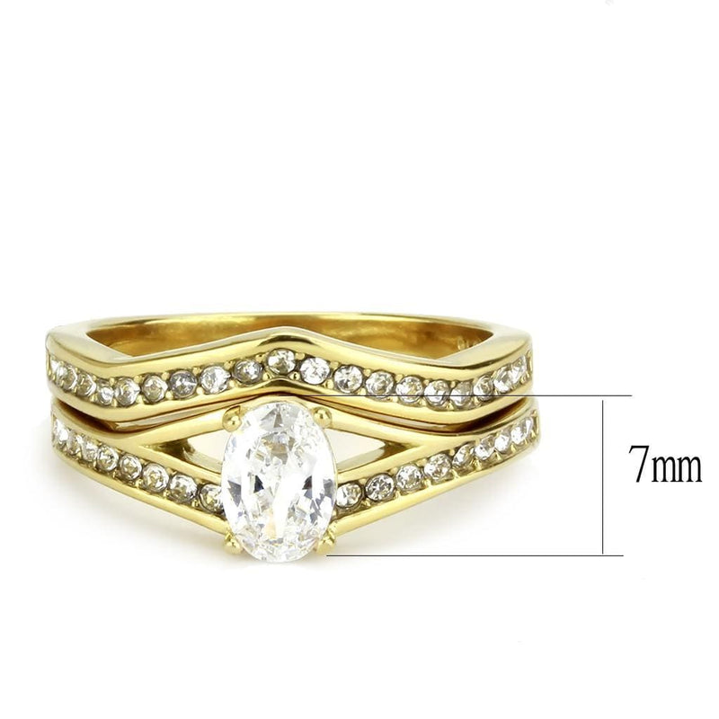 Gold Wedding Rings TK3706 Gold - Stainless Steel Ring with AAA Grade CZ