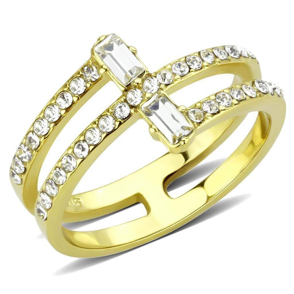 Gold Wedding Rings TK3707 Gold - Stainless Steel Ring with Crystal