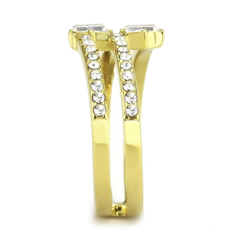 Gold Wedding Rings TK3707 Gold - Stainless Steel Ring with Crystal