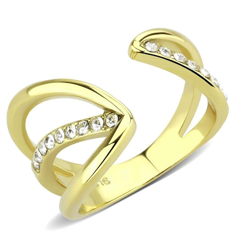 Gold Wedding Rings TK3710 Gold - Stainless Steel Ring with Crystal