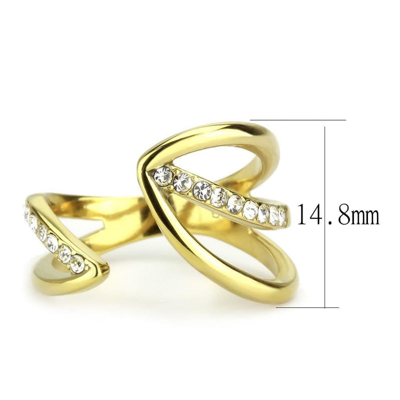 Gold Wedding Rings TK3710 Gold - Stainless Steel Ring with Crystal