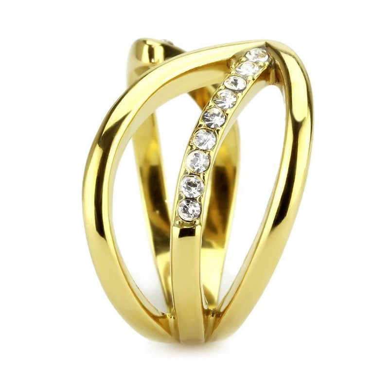 Gold Wedding Rings TK3710 Gold - Stainless Steel Ring with Crystal