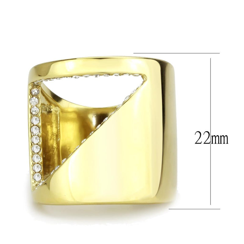 Gold Wedding Rings TK3715 Gold - Stainless Steel Ring with Crystal