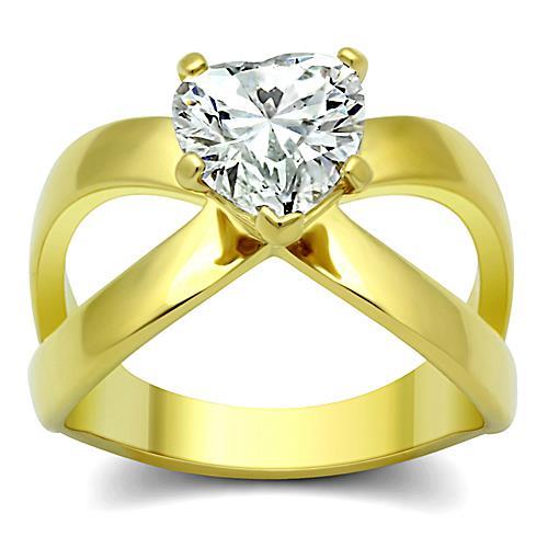 Gold Wedding Rings TK390G Gold - Stainless Steel Ring with AAA Grade CZ