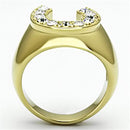 Silver Jewelry Rings Gold Wedding Rings TK717 Gold - Stainless Steel Ring with Crystal Alamode Fashion Jewelry Outlet