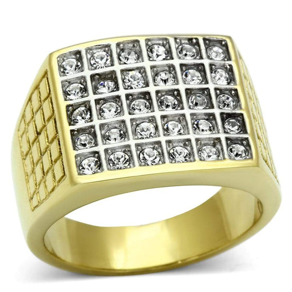 Gold Wedding Rings TK734 Two-Tone Gold - Stainless Steel Ring with Crystal