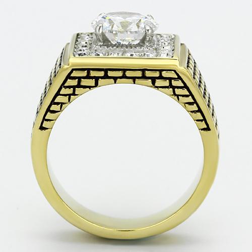 Gold Wedding Rings TK735 Two-Tone Gold - Stainless Steel Ring with CZ