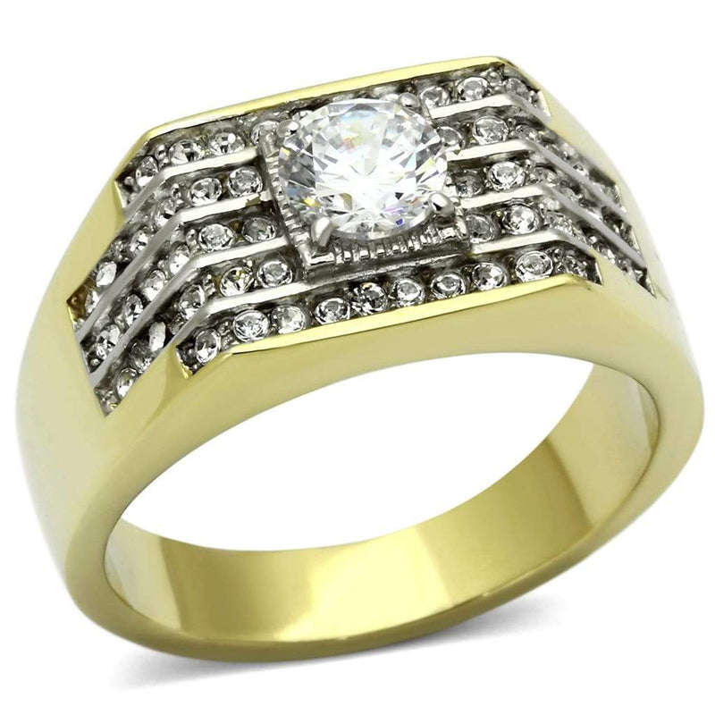 Gold Wedding Rings TK737 Two-Tone Gold - Stainless Steel Ring with CZ