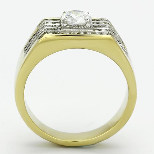 Gold Wedding Rings TK737 Two-Tone Gold - Stainless Steel Ring with CZ