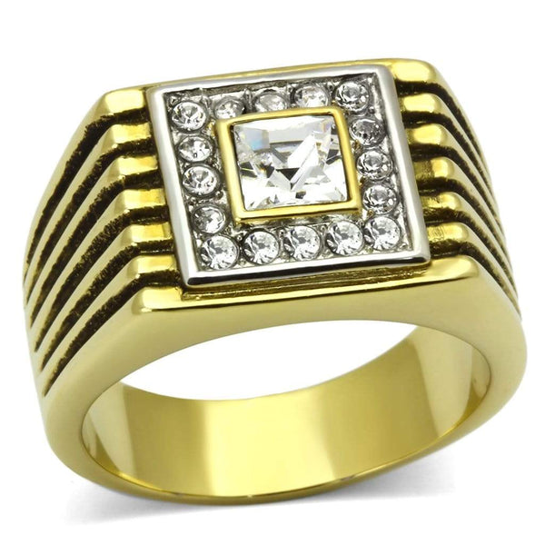 Gold Wedding Rings TK750 Two-Tone Gold - Stainless Steel Ring with Crystal