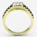 Gold Wedding Rings TK753 Two-Tone Gold - Stainless Steel Ring with Crystal