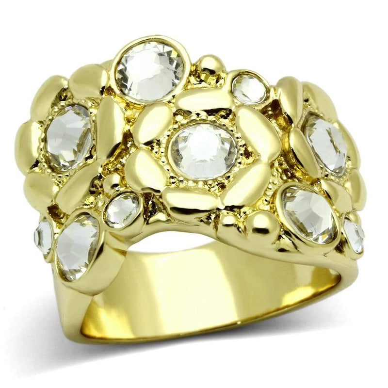 Gold Wedding Rings TK856 Gold - Stainless Steel Ring with Crystal