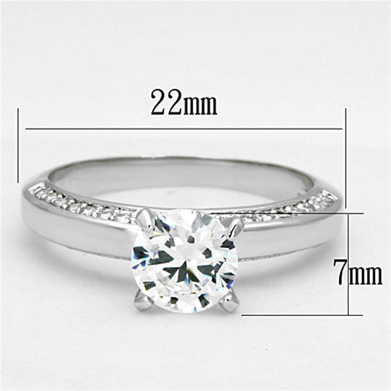 Jewelry Rings 3W504 Rhodium Brass Ring with AAA Grade CZ