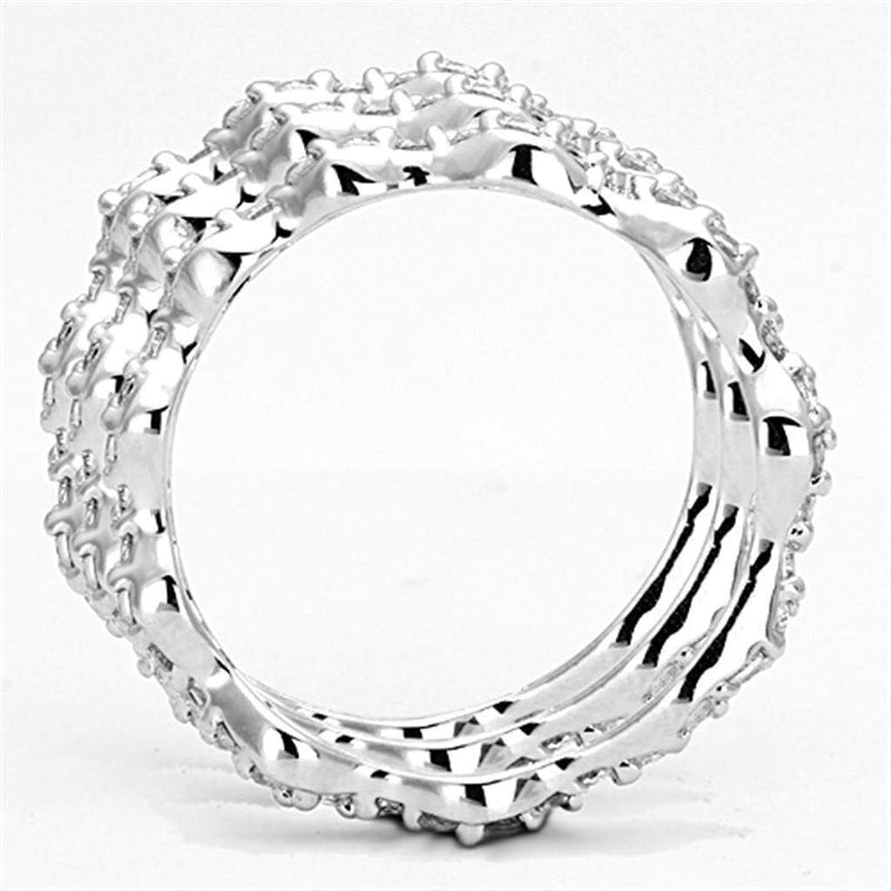 Jewelry Rings 3W508 Rhodium Brass Ring with AAA Grade CZ