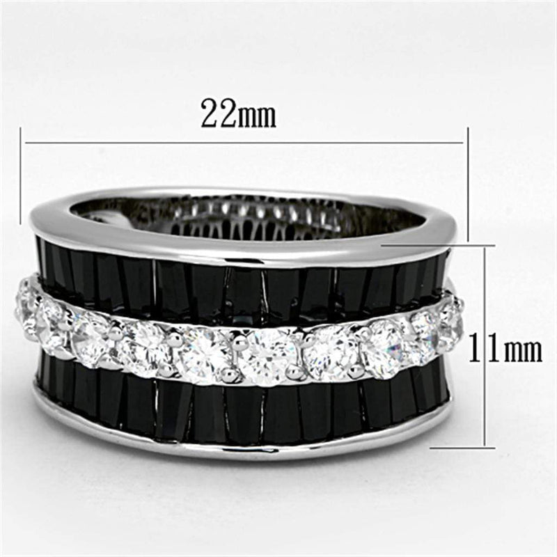 Jewelry Rings 3W513 Rhodium Brass Ring with AAA Grade CZ in Black Diamond