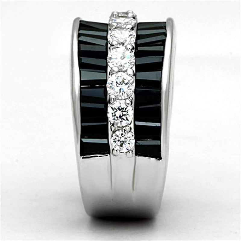 Jewelry Rings 3W513 Rhodium Brass Ring with AAA Grade CZ in Black Diamond