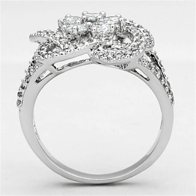 Jewelry Rings 3W523 Rhodium Brass Ring with AAA Grade CZ