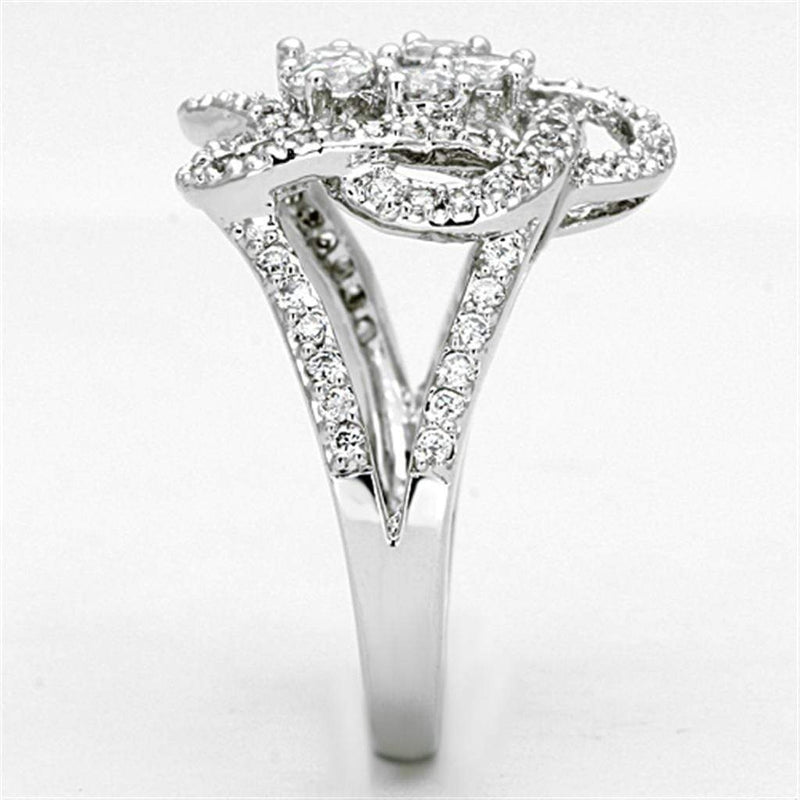 Jewelry Rings 3W523 Rhodium Brass Ring with AAA Grade CZ