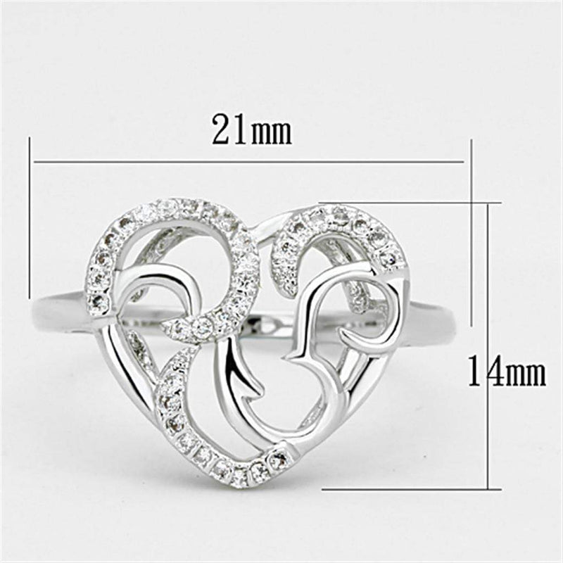 Jewelry Rings 3W524 Rhodium Brass Ring with AAA Grade CZ