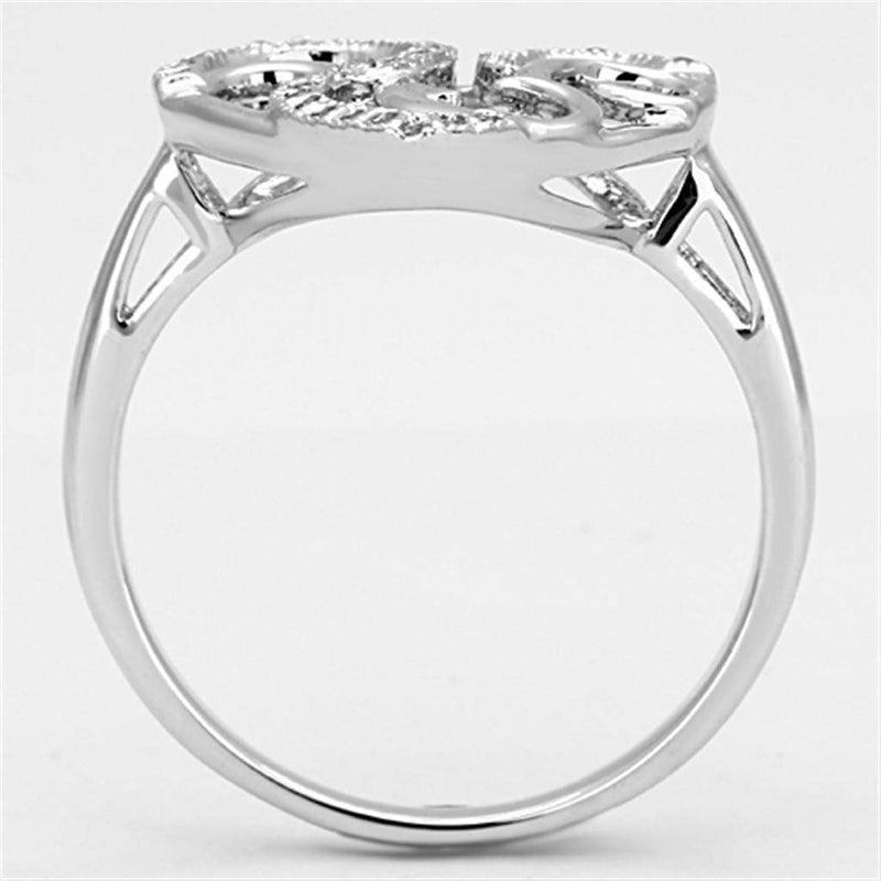 Jewelry Rings 3W524 Rhodium Brass Ring with AAA Grade CZ