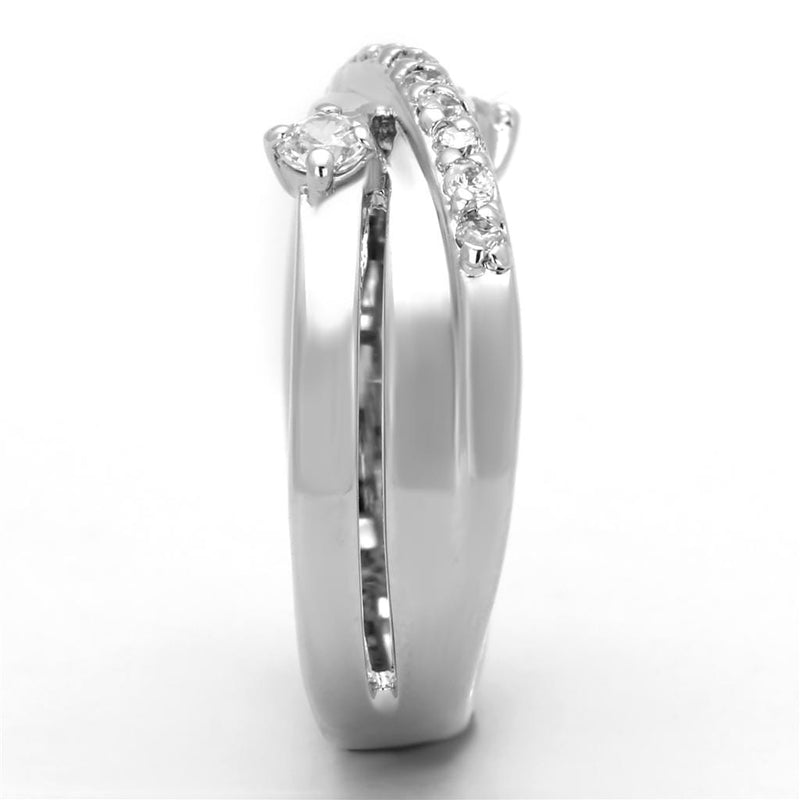 Jewelry Rings 3W565 Rhodium Brass Ring with AAA Grade CZ