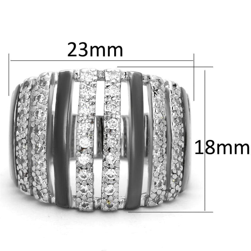 Jewelry Rings 3W567 Rhodium + Ruthenium Brass Ring with AAA Grade CZ