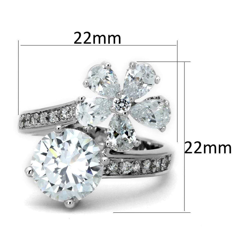 Jewelry Rings 3W576 Rhodium Brass Ring with AAA Grade CZ