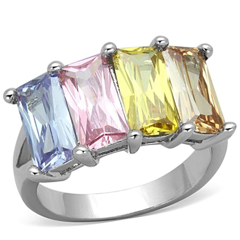 Jewelry Rings 3W583 Rhodium Brass Ring with AAA Grade CZ