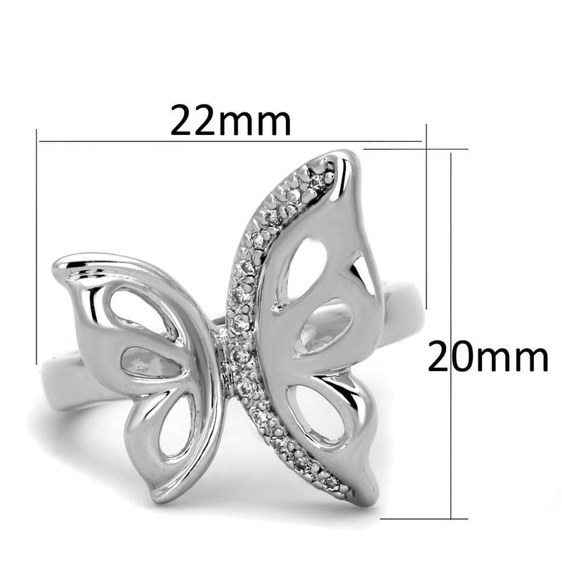 Jewelry Rings 3W592 Rhodium Brass Ring with AAA Grade CZ