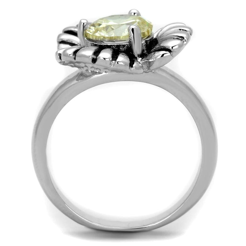 Jewelry Rings 3W598 Rhodium Brass Ring with AAA Grade CZ in Citrine Yellow