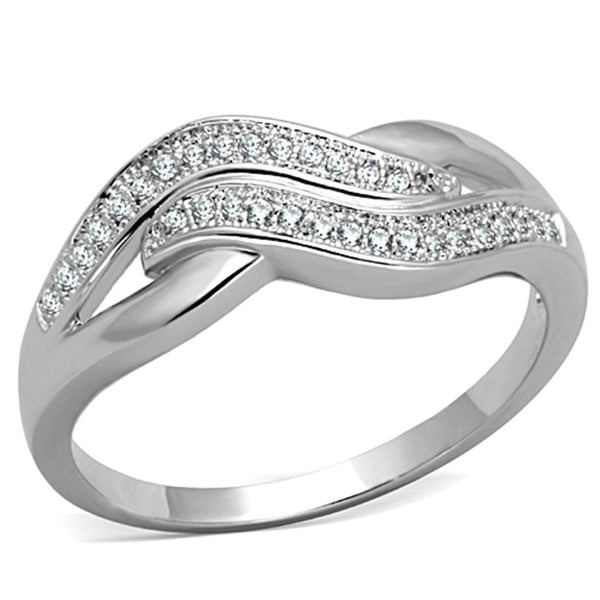 Jewelry Rings 3W724 Rhodium Brass Ring with AAA Grade CZ