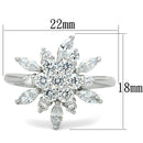 Jewelry Rings 3W725 Rhodium Brass Ring with AAA Grade CZ