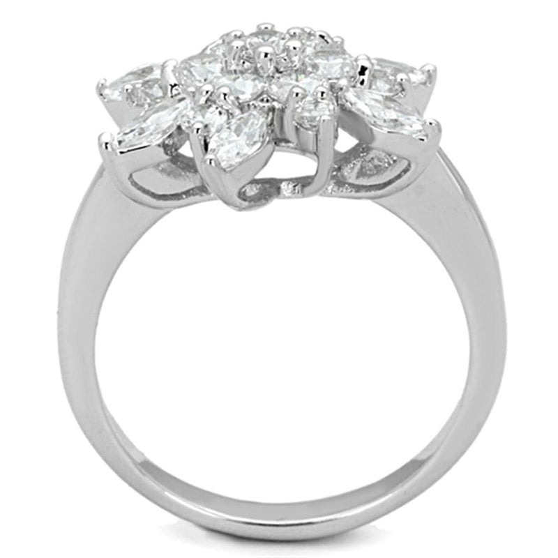 Jewelry Rings 3W725 Rhodium Brass Ring with AAA Grade CZ