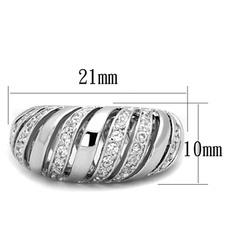 Jewelry Rings 3W743 Rhodium Brass Ring with AAA Grade CZ