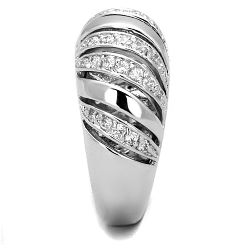 Jewelry Rings 3W743 Rhodium Brass Ring with AAA Grade CZ