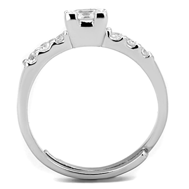 Jewelry Rings 3W751 Rhodium Brass Ring with AAA Grade CZ