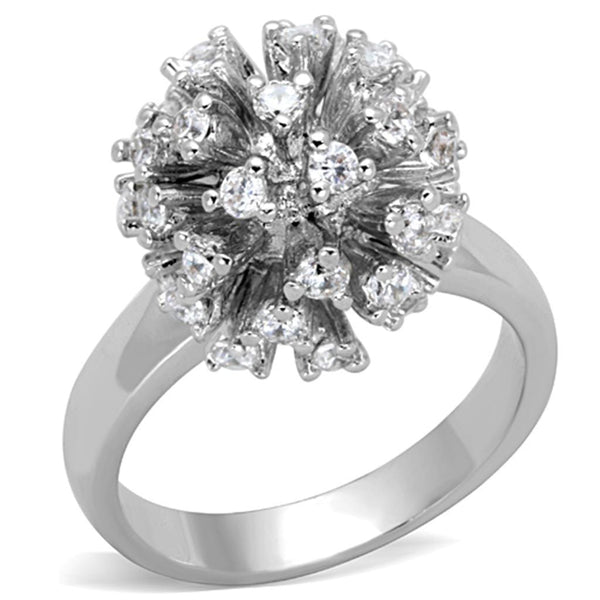 Jewelry Rings 3W752 Rhodium Brass Ring with AAA Grade CZ