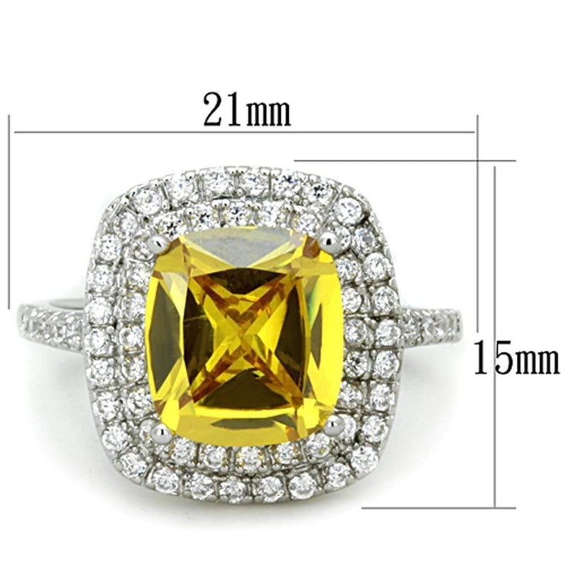 Silver Jewelry Rings Jewelry Rings 3W760 Rhodium Brass Ring with AAA Grade CZ in Topaz Alamode Fashion Jewelry Outlet