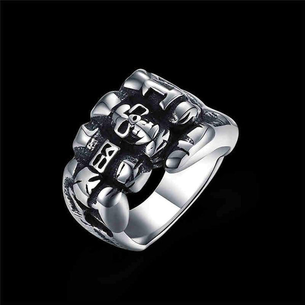 Men Fashion Odd Shape Engraving Stainless Steel Ring