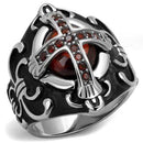 Men's Band Rings TK2507 Stainless Steel Ring with AAA Grade CZ in Garnet