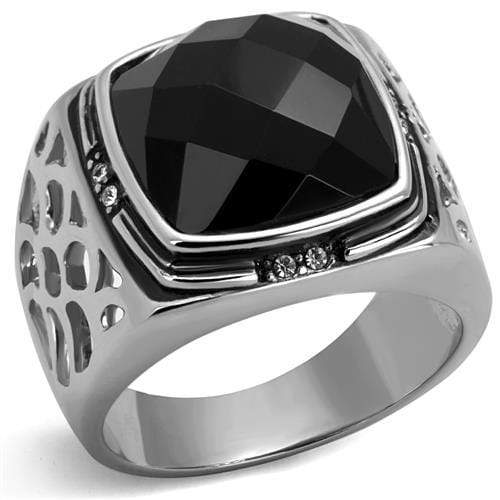 Men's Band Rings TK2514 Stainless Steel Ring with Synthetic in Jet