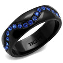 Men's Band Rings TK2550 Black - Stainless Steel Ring with Top Grade Crystal