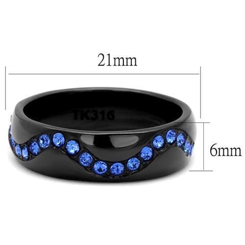 Men's Band Rings TK2550 Black - Stainless Steel Ring with Top Grade Crystal