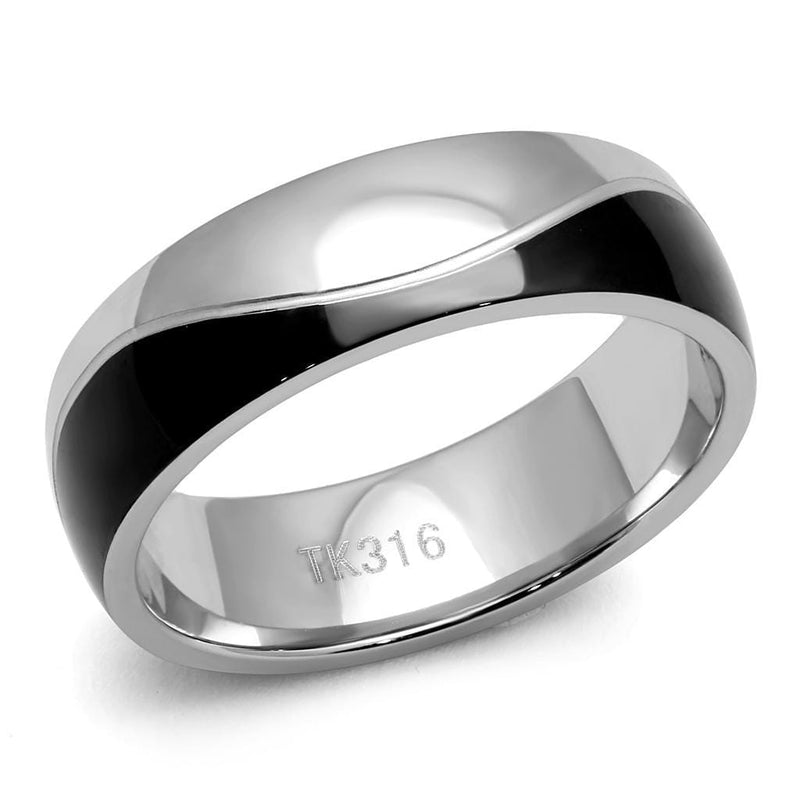 Silver Jewelry Rings Men's Band Rings TK2567 Two-Tone Black - Stainless Steel Ring Alamode Fashion Jewelry Outlet